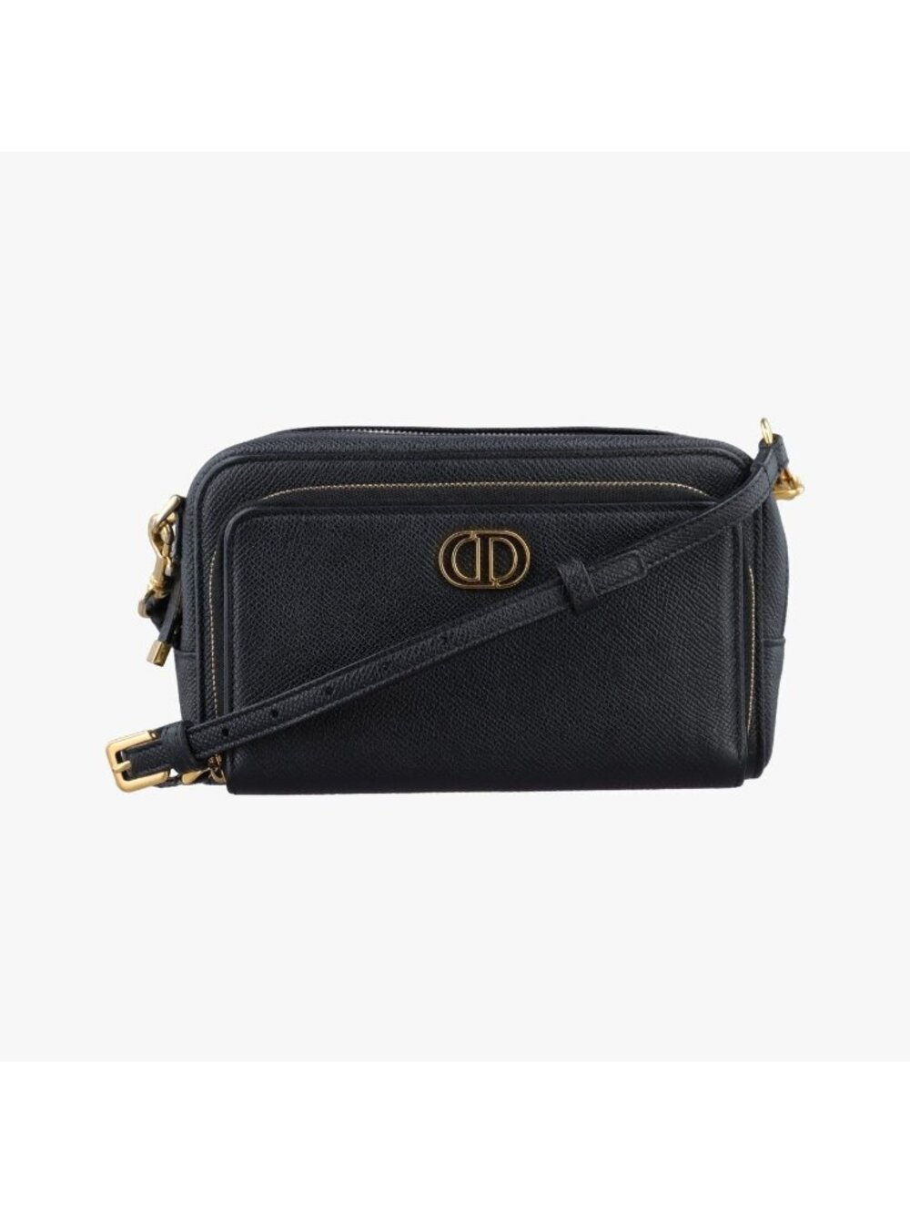 Dior Caro Double Pouch Black Leather